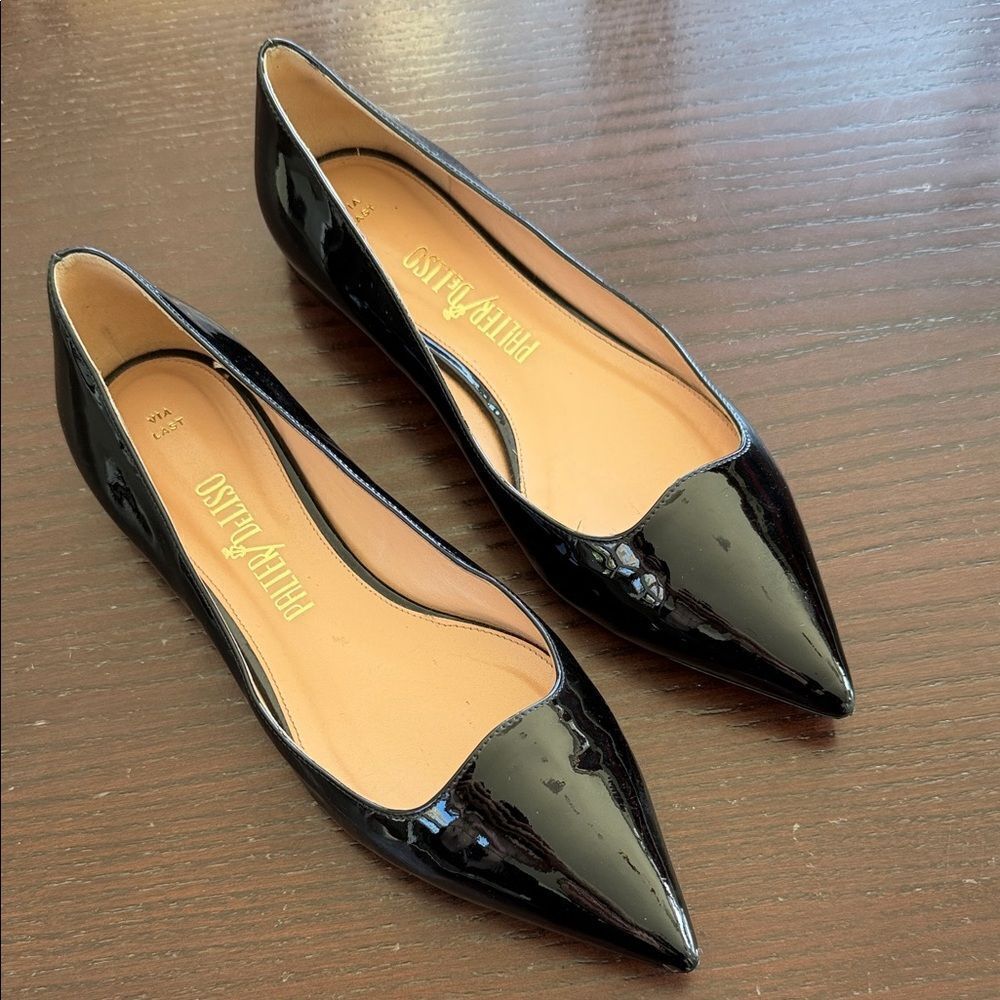 Palter Deliso Glossy Black Pointed Flats 37